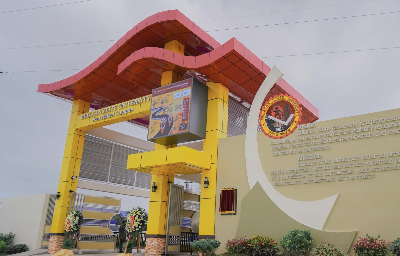The entrance gate of Bulacan State University's San Rafael Campus